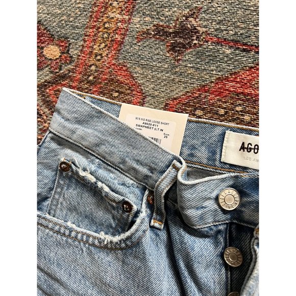 Agolde 90s Pinch Waist High Rise Straight Long Denim Shorts Size 25 in Swapmeet - Picture 4 of 5